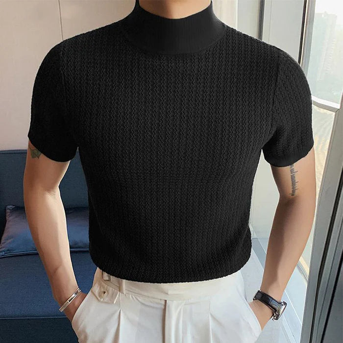 Half Turtleneck Knitted T-Shirt
