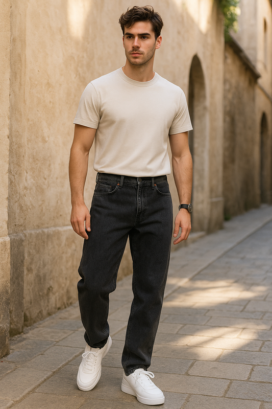 Wide Leg Denim Pants for Men